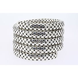 John Hardy 5 Coil Wrap Bracelet Dot Snake Stretch Flex Sterling Silver Medium