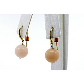 Marco Bicego Earrings Pink Opal Ball 18k Yellow Gold Dangle Drop Hook
