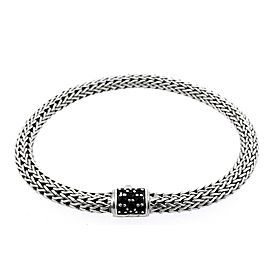 John Hardy Lava Black Sapphire Bracelet Wheat Chain Sterling Silver 5mm 6.75"