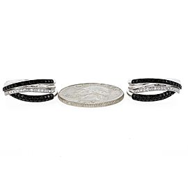 Effy Caviar Diamond Hoop Earrings Black White Crossover 14k Gold Rare