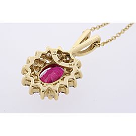 Effy BH Ruby Diamond Pendant Oval 1.50ct Halo Necklace 14k Yellow Gold