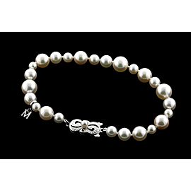 Mikimoto Pearl Bracelet 5.5mm to 9.5mm Graduated 18k White Gold & Box 8"