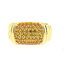 David Yurman Metro Pave Ring Yellow Sapphire 18k Gold Ring Wide 10mm Band sz 6