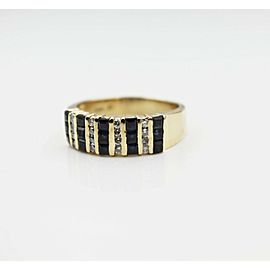 14K Yellow Gold Blue Sapphire and Diamond Band Ring