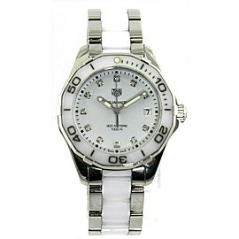 TAG HEUER LADIES AQUARACER WAY131D.BA0914 QUARTZ WHITE CERAMIC DIAMOND WATCH