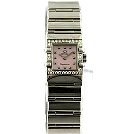 OMEGA CONSTELLATION QUADRA 1537.73 LADIES PINK PEARL DIAMOND STEEL MINI WATCH