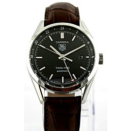 TAG HEUER CARRERA WV2115.FC6181 BROWN LEATHER AUTO MENS LUXURY BLACK GMT WATCH