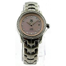 STUNNING TAG HEUER WOMENS LINK WJF131E.BA0572 DIAMOND PINK MOTHER OF PEARL WATCH