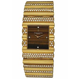 Vacheron Constantin 18K Yellow Gold Tiger's Eye Diamond Dial Ladies Watch