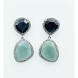 Ottaviani Gioielli Sterling Silver Rough Cut Gemstone CZ Dangle Drop Earrings
