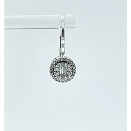 18K White Gold Dainty Drop Dangle 1.70ctw Round and Baguette Diamond Earrings