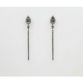 18K White Gold Drop Dangle 1.67ctw Diamond Earrings Round Pear and Baguettes