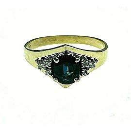 14K Yellow Gold Blue Sapphire and Diamond Ring