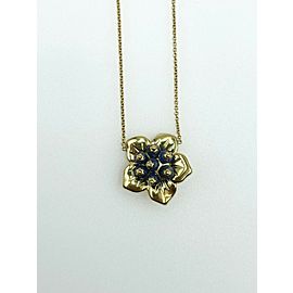 Le Gi Central Flower Pendant Necklace 18K Yellow Gold with Lapis Lazuli Italian