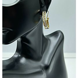14K Yellow Gold Diamond Huggie Hoop Earrings