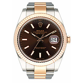 Rolex Datejust Chocolate Dial Rose Gold Mens Watch