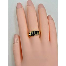 18K Yellow Gold Diamond and Blue Sapphire Cocktail Accent Ring
