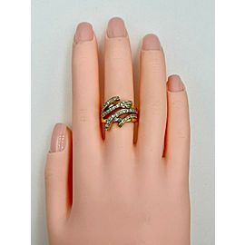 Four Row Diamond Accent Band Ring 14K Yellow and White Gold