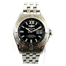 Breitling Galactic Grand Date Black Automatic Men's Steel Watch
