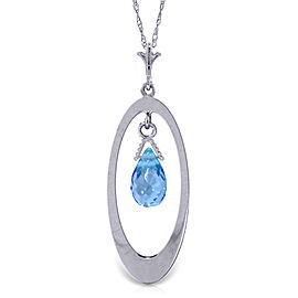 0.7 CTW 14K Solid White Gold Crash Into You Blue Topaz Necklace