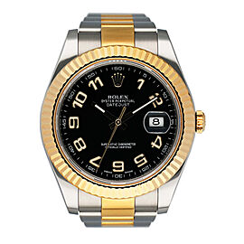 Rolex Datejust Black Dial Two Tone Mens Watch
