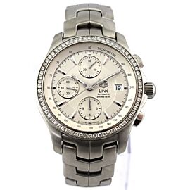 TAG HEUER LINK CHRONOGRAPH AUTOMATIC DIAMOND BEZEL SILVER WATCH