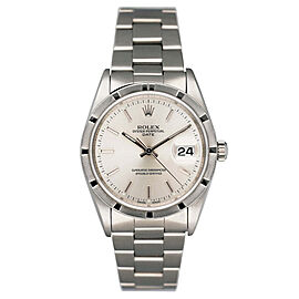 Rolex Oyster Perpetual Date 15210 Silver Dial Mens Watch