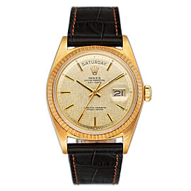 Rolex Day Date 1803 Linen Dial 18K Yellow Gold Mens Watch