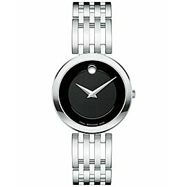 BRAND NEW MOVADO LADIES ESPERANZA 0607051 BLACK STAINLESS STEEL MUSEUM WATCH
