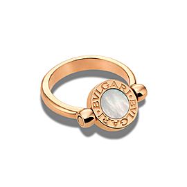 Bvlgari 18k Rose Gold Flip Ring with MOP and Pave Diamonds