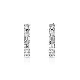 True Carat Combine Mixed Shape Diamond Hoop Earrings for Ladies in 18k White Gold