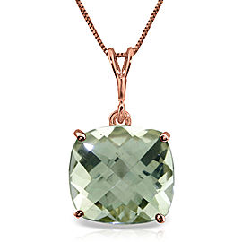 3.6 CTW 14K Solid Rose Gold Necklace Natural Checkerboard Cut Green Amethyst