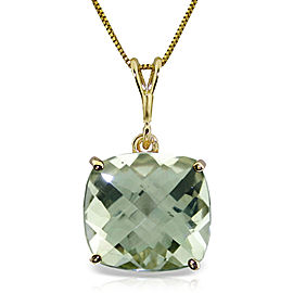 3.6 CTW 14K Solid Gold Necklace Natural Checkerboard Cut Green Amethyst