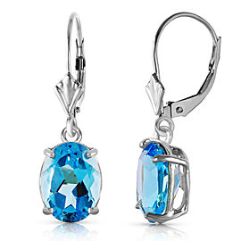 6.25 CTW 14K Solid White Gold Crown Of Splendor Blue Topaz Earrings