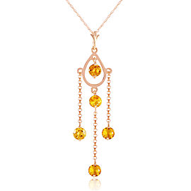 14K Solid Rose Gold Necklace with Natural Citrines