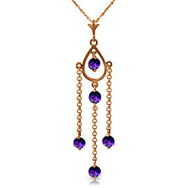 14K Solid Rose Gold Necklace with Natural Purple Amethyst