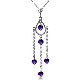 1.5 CTW 14K Solid White Gold Rising Star Amethyst Necklace