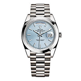 Rolex Day-Date II Platinum Ice Blue Diagonal Dial 40mm Watch