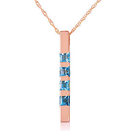 14K Solid Rose Gold Necklace Bar with Natural Blue Topaz