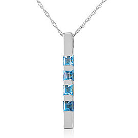 0.35 CTW 14K Solid White Gold Necklace Bar Natural Blue Topaz