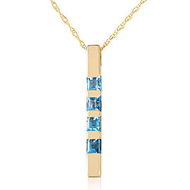 0.35 CTW 14K Solid Gold Necklace Bar Natural Blue Topaz