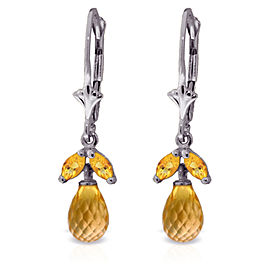 3.4 CTW 14K Solid White Gold Not Crooked Path Citrine Earrings