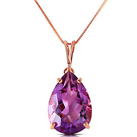 5 CTW 14K Solid Rose Gold Teardrop Amethyst Necklace