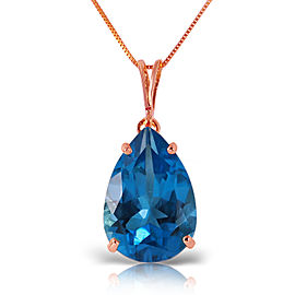 6.5 CTW 14K Solid Rose Gold Teardrop Blue Topaz Necklace