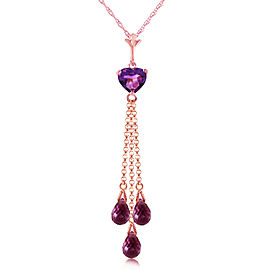 14K Solid Rose Gold Necklace with Briolette Purple Amethyst