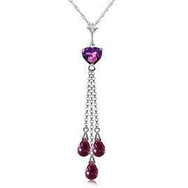 4.75 CTW 14K Solid White Gold Much Tenderness Amethyst Necklace