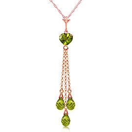 14K Solid Rose Gold Necklace with Briolette Peridots