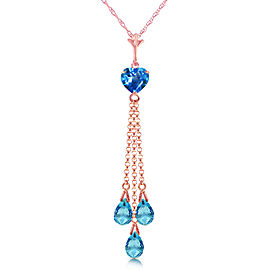 14K Solid Rose Gold Necklace with Briolette Blue Topaz
