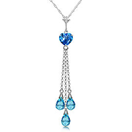 4.75 CTW 14K Solid White Gold The Wanderer Blue Topaz Necklace
