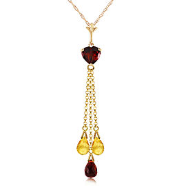 4.75 CTW 14K Solid Gold Necklace Briolette Garnet Citrine